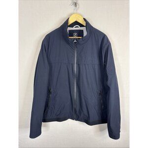 J.Grill Packable Travel Jacket Mens Large Navy 4-Way Stretch Windbreaker